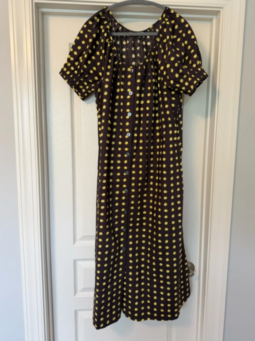 J-Crew Button-up midi dress in dot cotton poplin size-S